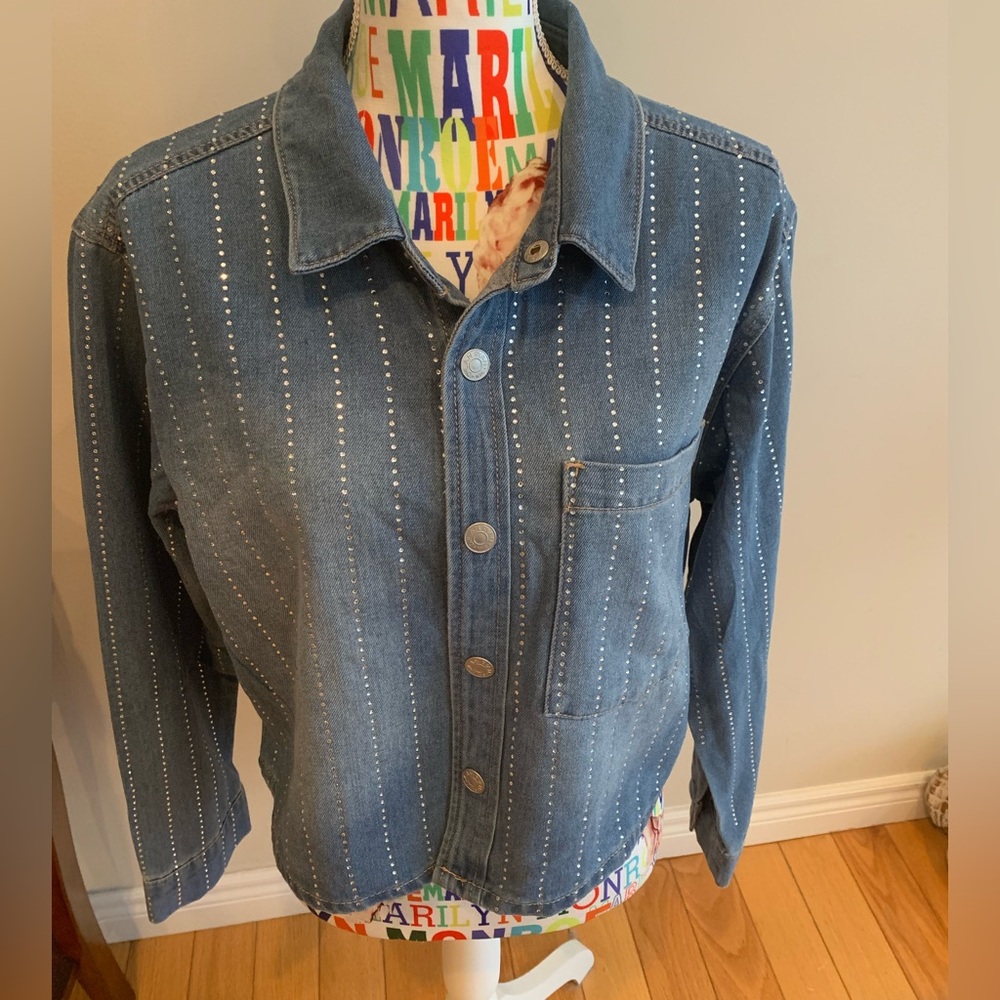 NWT Blue Denim Jacket with Studded  Details